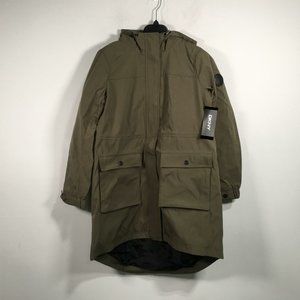 DKNY Water Resistant Full Zip Parka, Women's Size 2XL - Juniper Green